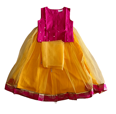 Girls Yellow Lehanga Set