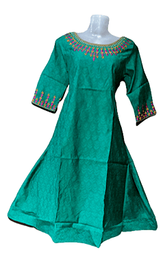 Women Pink With Orange Embroidery Kurtis