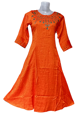 Women Green Embroidery Print Kurtis