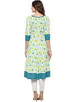 Women White With Blue Printed Kurtis Women White With Blue Printed Kurtis