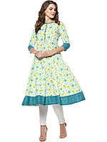 Women White With Blue Printed Kurtis Women White With Blue Printed Kurtis