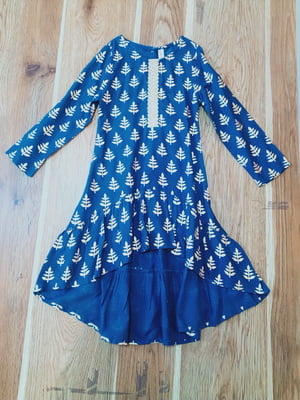 Girls Motif Printed Lace Yoke Frill Layer Hem Kurta