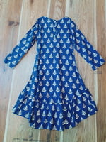 Girls Motif Printed Lace Yoke Frill Layer Hem Kurta Girls Motif Printed Lace Yoke Frill Layer Hem Kurta