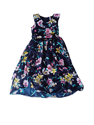 Girls Sleeveless Dress With Frilled Neck Line