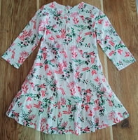 Girls Flower Printed Lace Yoke Frill Layer Hem Kurta Girls Flower Printed Lace Yoke Frill Layer Hem Kurta