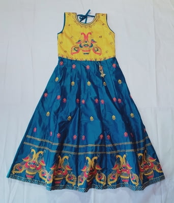 Girls Long Fancy Frocks Yellow