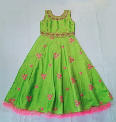 Long Fancy Frocks For Girls L-Green