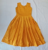 Girls Green With Yellow Print Long Fancy Frock Girls Green With Yellow Print Long Fancy Frock
